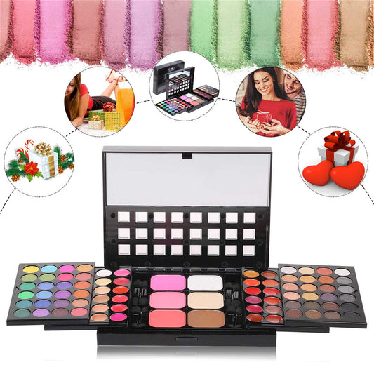 Pro Makeup Gift Set All in One Makeup Kit Cosmetic Contouring Kit 78 Colors Eyeshadow Palette with Face Blush, Lipgloss, Concealer and Eyeshadow Brushes- Ideal Holiday Gift Set