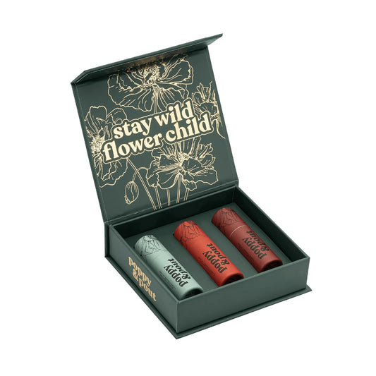 Jumbo Lip Balm Gift Set (3-Pack, Minty Flavors) | Poppy & Pout All Natural Lip Balms & Moisturizers | Hydrates with Beeswax, Vitamin E, Organic Coconut Oil | Cruelty-Free | Recyclable Cardboard Tube