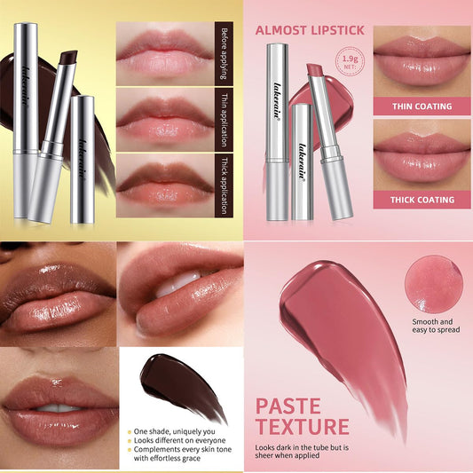 2PCS Honey Lipstick Tinted Lip Balm,Black and Pink Lipstick,Hydrating Natural Glossy Sheer Black Lip Balm,Moisturizing Makeup Lip Care for Repairing Dry Lips