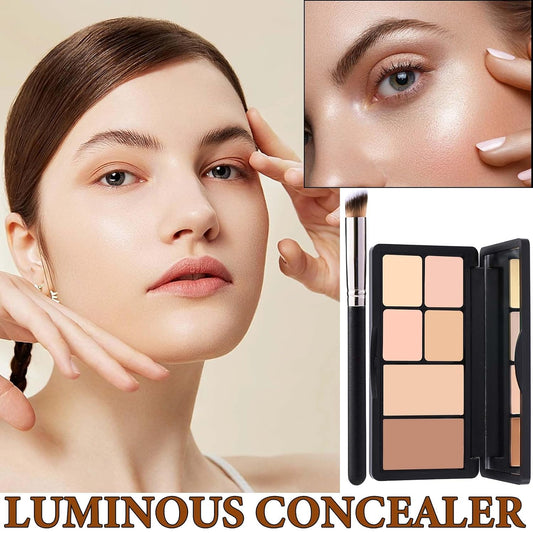 6 Colors Correcting Concealer Contour Palette,Concealer Cream Contour Makeup Palette,Contouring Foundation Highlighting Makeup Kit with Brush(02#)