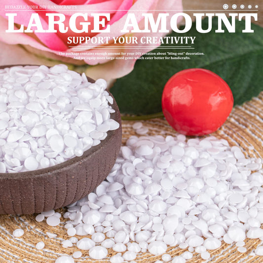 Resin Rhinestones Crafting, 2/3/4/5/6mm Flatback Jelly Rhinestones, 2 Boxes White Non Hotfix Crystal Gems for Bedazzling Crafts Mugs Tumblers Clothes Makeup Nail