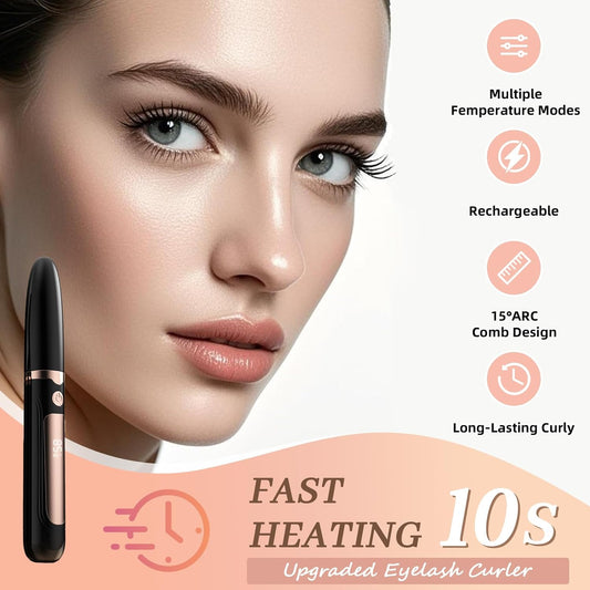 Heated Eyelash Curler-USB Rechargeable Electric Eyelash Curler- Eyelash Curlers Heated 4 Temperature Modes Fast Heat Up Within 3s - 24 Hours Long Lasting- with Led Display for Women Girls(Black)
