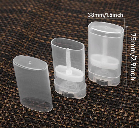 Empty Oval Deodorant Lip Lipstick Balm Tubes Containers Plastic 20PCS 15ML Transparent (15ml, Transparent)