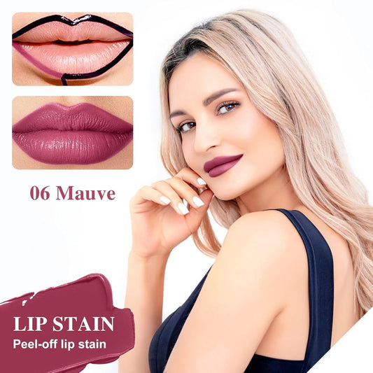 Lip Stain - Lip Stain Peel Off Long-Lasting with Matte Finish Waterproof & Transfer-Proof, Lip Liner Moisturizing & Nourishing Non-Stick Cup Highly Pigmented Color Lip Tint (06 Mauve)