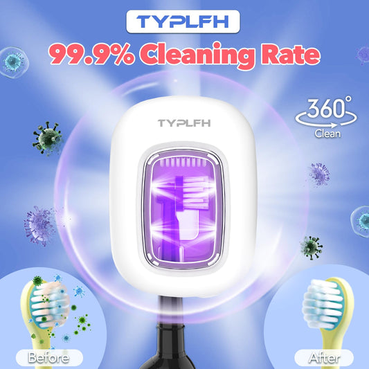 Toothbrush Sanitizer and Holder, TYPLFH Wall Mounted Toothbrush Covers Holders for Bathrooms, Rechargeable Toothbrush Travel Cleaner Case for Electric & Any Toothbrushes