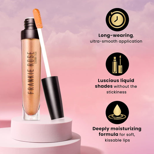 Frankie Rose Cosmetics Lip Gloss | Non-Sticky Formula, Long Lasting Lip Shimmer, Bold Pigment & Hydrating Gloss for lips, So Fetch Shimmer Lip Gloss, 20g