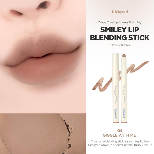 lilybyred Smiley Lip Blending Stick | Korean 3-in-1 Multi-Use Lip Liner, Smooth Creamy Texture, Long-Lasting Matte Finish, Soft Blur Effect, Precision Contour Pencil, 0.028 oz. (04 Giggle with Me)