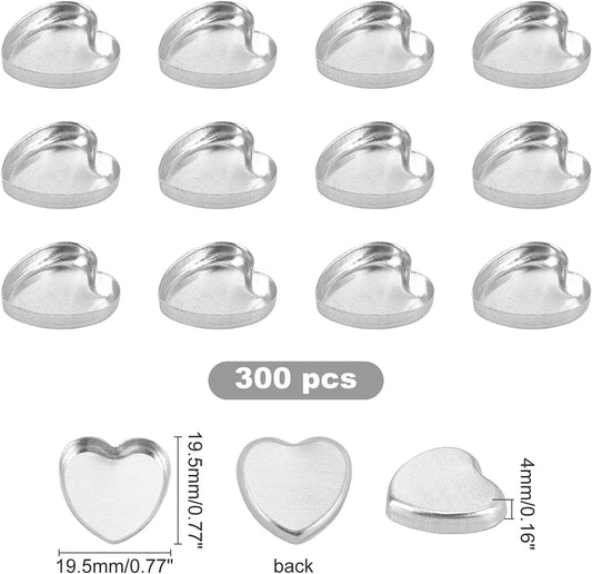 CHGCRAFT 300Pcs Empty Heart Metal Pans Size 19.5mm for Eyeshadow Palette Makeup Palette Sliver