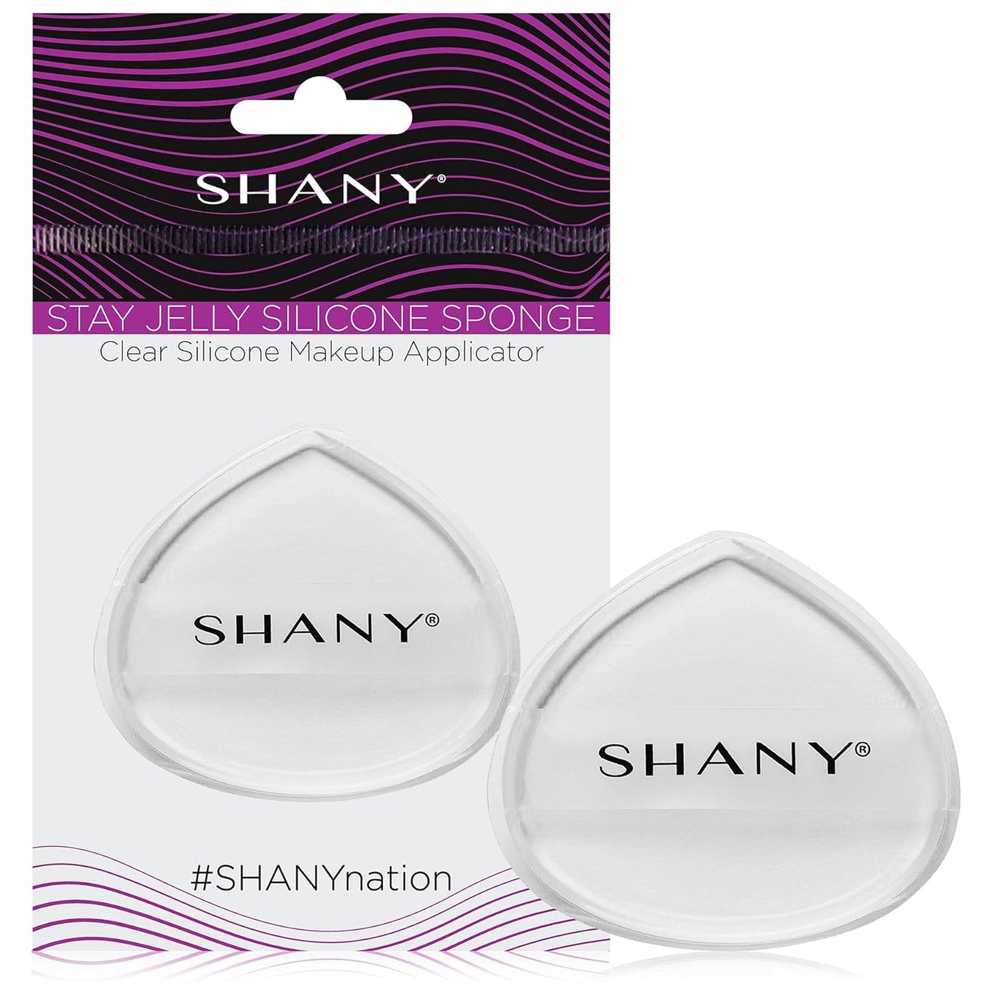 SHANY Stay Jelly Silicone Sponge - Clear & Non-Absorbent Makeup Blending Sponge for Flawless Application with Foundation - CONE (Pack of 2)