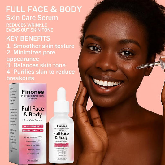 Skin Vitamin Serum, Finones Full Face and Body Serum, 5 in 1 Anti Wrinkle Firming Suero, Anti-Aging Essence, Lifting Firming Essence, Hydrate Moisturize, Reduce Fine Lines