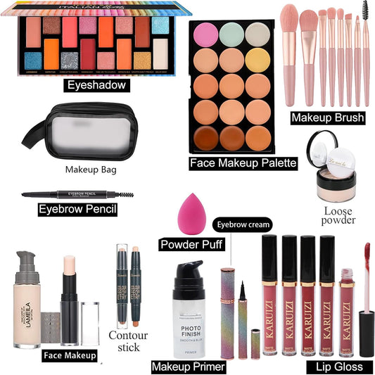 Makeup Sets Teens Makeup Kit for Women Full Kit Make up Kit Makeup Kits for Women Gift Eyeshadow Palette Concealer Palette Lipgloss Foundation Liquid Concealer Makeup Brushes Makeup Powder