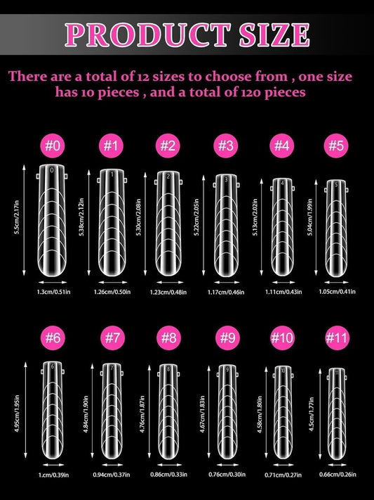 EBANKU Coffin Dual Nail Forms for Poly Extension Gel, 120 PCS Structure Builder Nail Gel Nail Molds for Solid Nail Gel Glue Poly Gel Nail Art Design Salon&DIY-12 Sizes