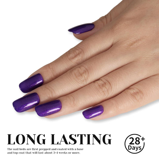 Glitter Deep Purple Gel Polish,15ml UV/LED Soak Off Sparkly Shimmer Dark Violets Purple Gel Nail Polish for Manicure Salon or DIY Nail Art at Home,Women Girls Gifts - GP0094