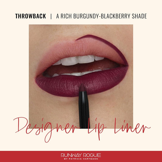 Runway Rogue Designer Liner Lip Pencil, Matte Rich Burgundy-Blackberry Lip Liner Pencil and Lip Liner Sharpener, ‘Throwback’