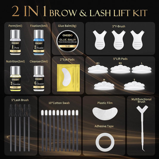 Lash Lift Kit - Eyebrow Lamination Kit, Eyelash Perm Kit, Professional Eyelash Curling Lash Extension & Eyebrow Lift 2 in 1 Kit, Eyelash Lift Kit Easy to Use at Home Diy & Salon, Lasts For 6-8 Weeks