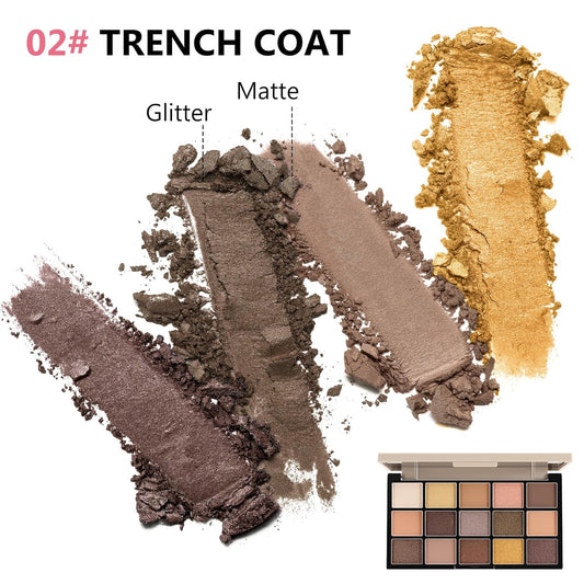 Boobeen 15 Colors Eyeshadow Palette, Highly Pigmented Matte and Shimmer Eye Shadow (with smudger), Soft Powder Eye Makeup Palette for Women and Girls, Create Flawless Glam Eye Looks