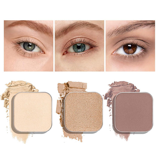 3-Color Eyeshadow Combo Pack – Matte & Shimmer Neutral Shades,Powder, Highly Pigmented, Long-Lasting, Refills Pans for Custom Magnetic Palette