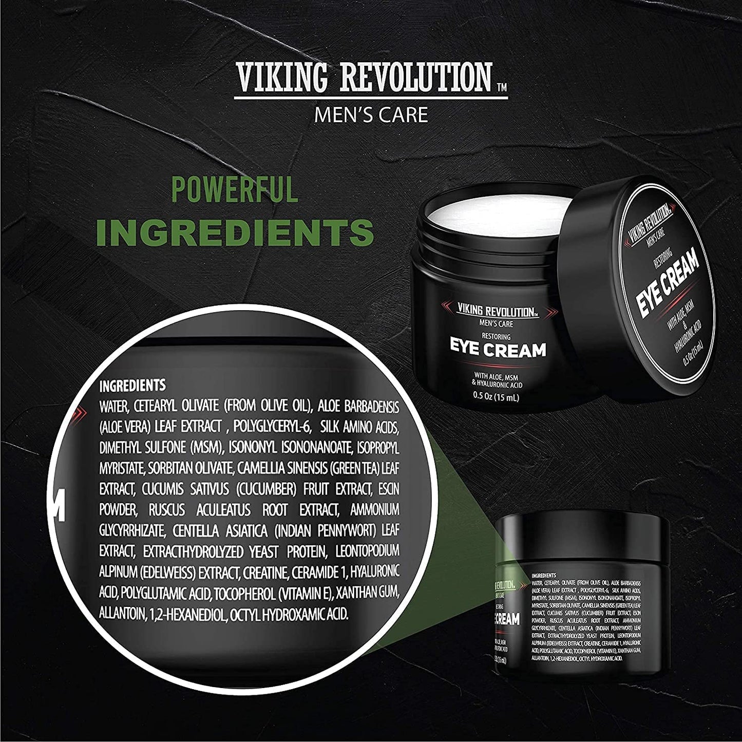 Natural Eye Cream for Men - Mens Eye Cream for Anti Aging, Dark Circle Under Eye Treatment.- Men's Eye Moisturizer Wrinkle Cream - Helps Reduce Puffiness, Under Eye Bags and Crowsfeet 2 Pack