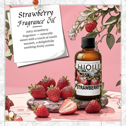 HIQILI Strawberry Fragrance Oil for Diffuser Use, Great for Candle, Soap, Body Butter Making, DIY Fruity Scent Perfume - 1 Fl Oz