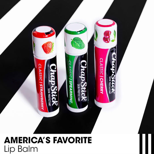 ChapStick Lip Care Bundle – Classic Collection 3-Pack with Spearmint, Cherry & Strawberry ChapStick + Classic Original Lip Balm, 0.15 Oz Ea (5 Piece Set)