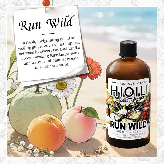 HIQILI Run Wild Fragrance Oil for Candle & Soap Making, Inspired by Cl.Klein E-Scape, Women's Perfume, Fresh Scents for Reed Diffuser, Wool Dryer Balls - 5.07 Fl Oz
