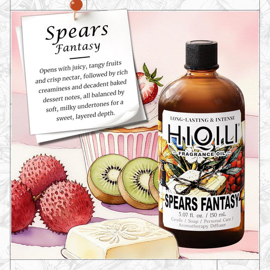 HIQILI Spears Fantasy Fragrance Oil for Home Diffuser, White Chocolate & Cupcake Scents, DIY Soap, Candle, Perfume Making, Long Lasting - 5.07 Fl Oz