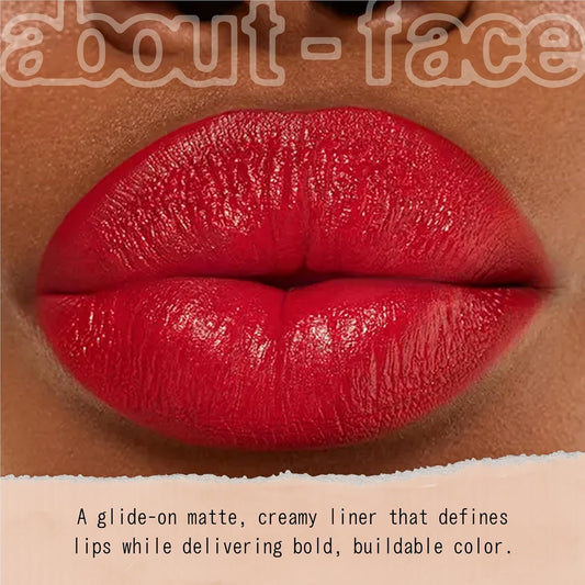 about-face Matte Fix Lip Pencil Sound The Alarm – Long-Wear, Creamy Matte Lip Liner with Hyaluronic Acid & Vitamins C & E – Vegan, Cruelty-Free, Clean Beauty – 0.042 oz (Bright Cherry Red)