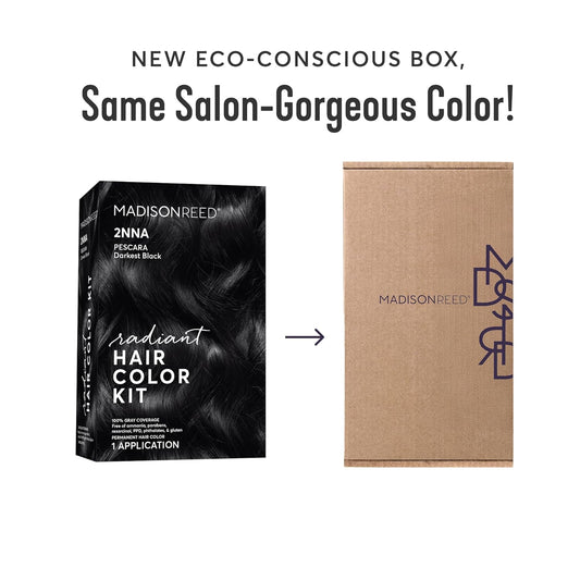 Madison Reed Radiant Hair Color Kit | 2NNA Darkest Cool Black with Ash Undertones (Pescara Black) for 100% Gray Hair Coverage | Dimensional Permanent Hair Dye | PPD-Free & Ammonia-Free | 1 Pack
