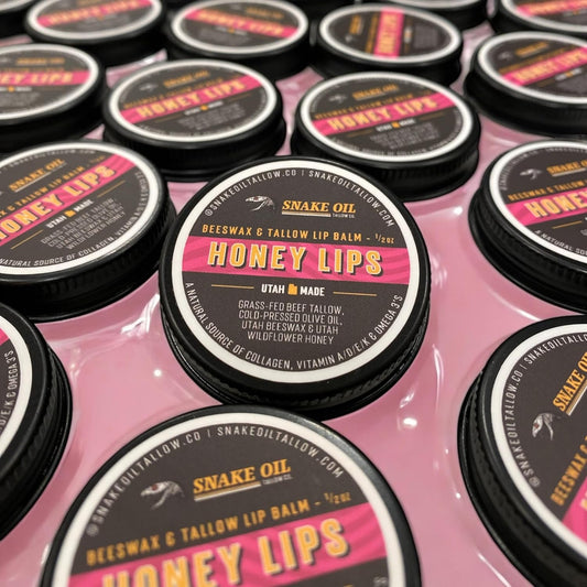Tallow Lip Balm - Made in USA - Grassfed Beef Tallow - Handmade in Small Batches - Great for Lips, Cuticles and Dry Skin Needs like Eczema, Acne, Psoriasis - Unscented - 4 Organic Ingredients