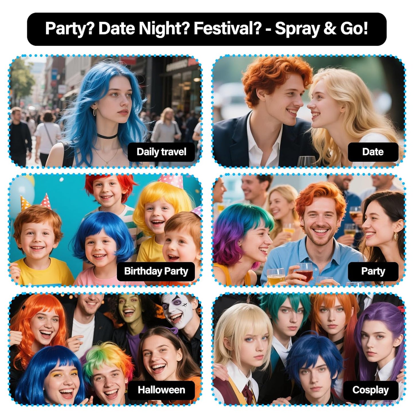 One-Day Hair Color Spray For Kids Women Men, Temporary Hair Dye Washable Hair Wax Color Non-Sticky For Cosplay Party DIY, Christmas Party, Halloween Crazy Hair Day (Silver, 4.06 oz)