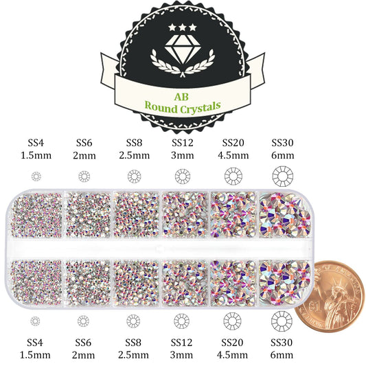 Two Packs of Flatback Rhinestones 4000 Pcs Nail Art Rhinestones Flatback Crystal AB Rhinestone with Picker Pencil and Tweezer for Nail Art and Decoration