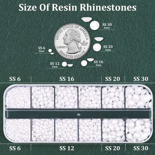 Resin Rhinestones for Crafting with B7000 Jewelry Glue, 1 Box White Flatback Crystals with 3Pcs 10ml Glue for Bedazzling Crafts DIY Nail Art Makeup,Non Hotfix Gems for Clothing Shoes