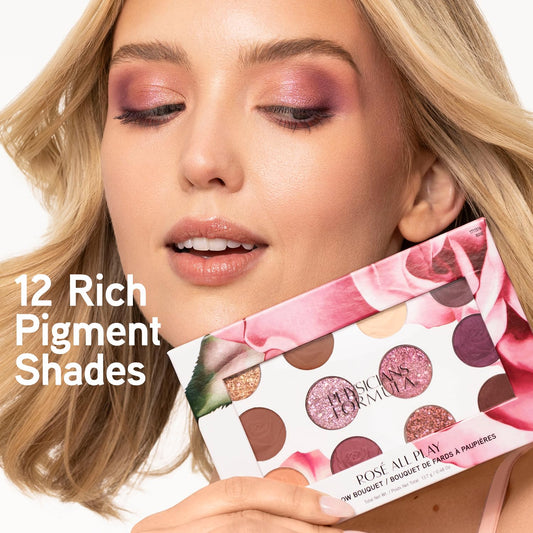 Physicians Formula Eyeshadow Bouquet, 12-Shade Palette with Shimmer, Matte & Satin Finishes, Enriched with Rose Extract – Rose All Play
