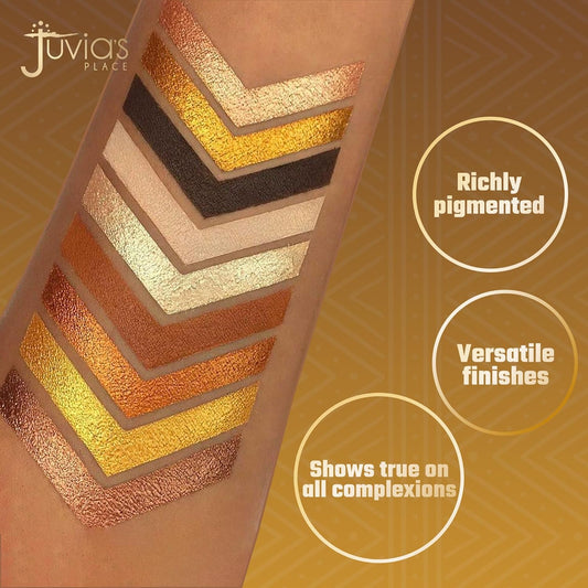 Juvia's Place Palette The Warrior - Warm Golds, Browns & Bronzes, Shades of 9, Warm and Neutral Palette, Pigmented Makeup Palette Eye Color & Shine