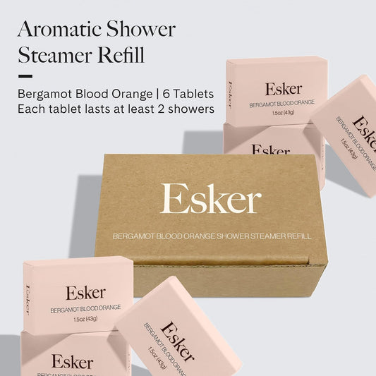 ESKER - Aromatic Shower Steamer Refill Pack | Vegan, Cruelty-Free, Clean Beauty (6 Bergamot Blood Orange, NO Holder)
