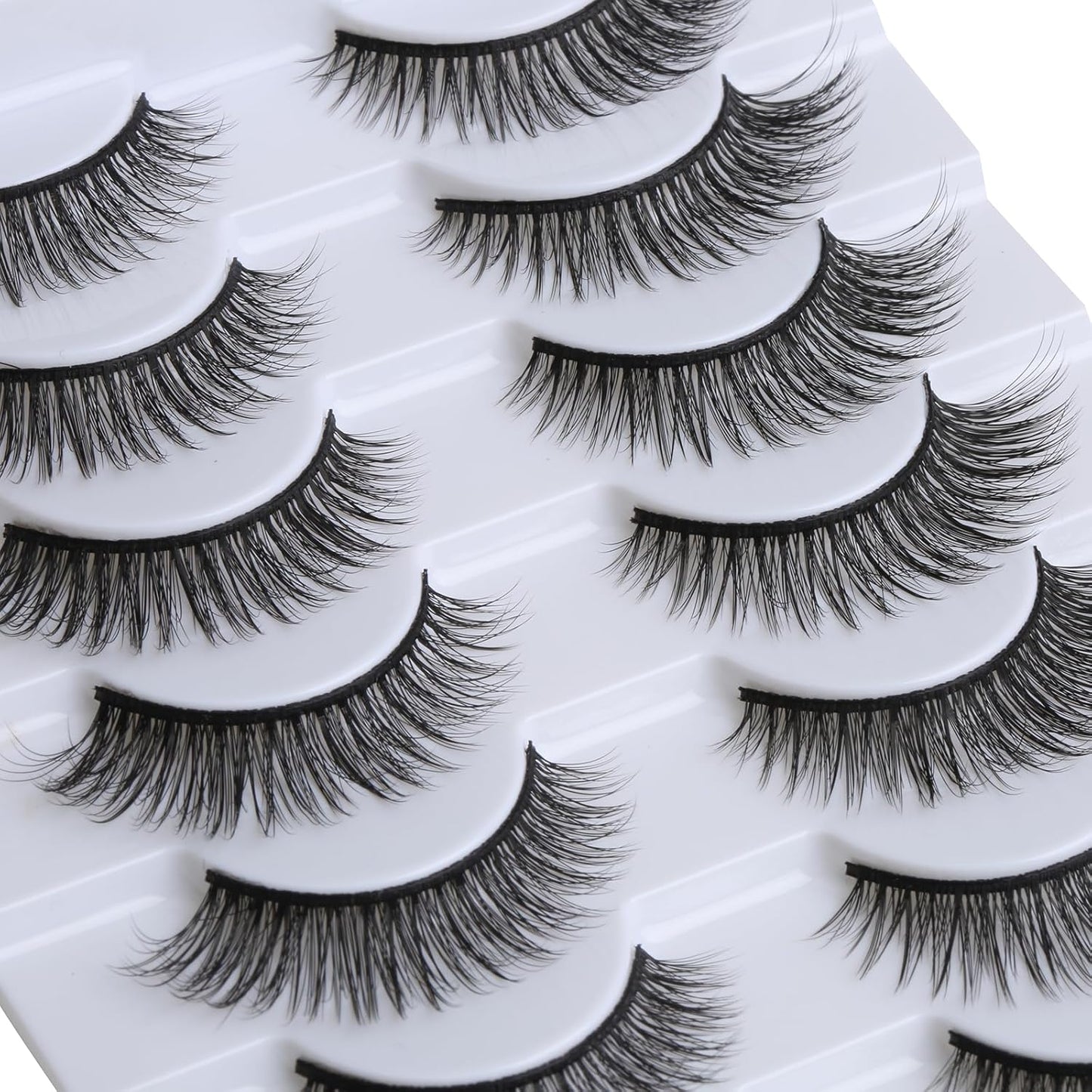 SUNWELL False Eyelashes 12mm Mink Lashes Natural Look Cat Eye Faux Mink Lashes 3D Fluffy Soft Luxury Volume Fake Eyelashes 10 Pairs Pack