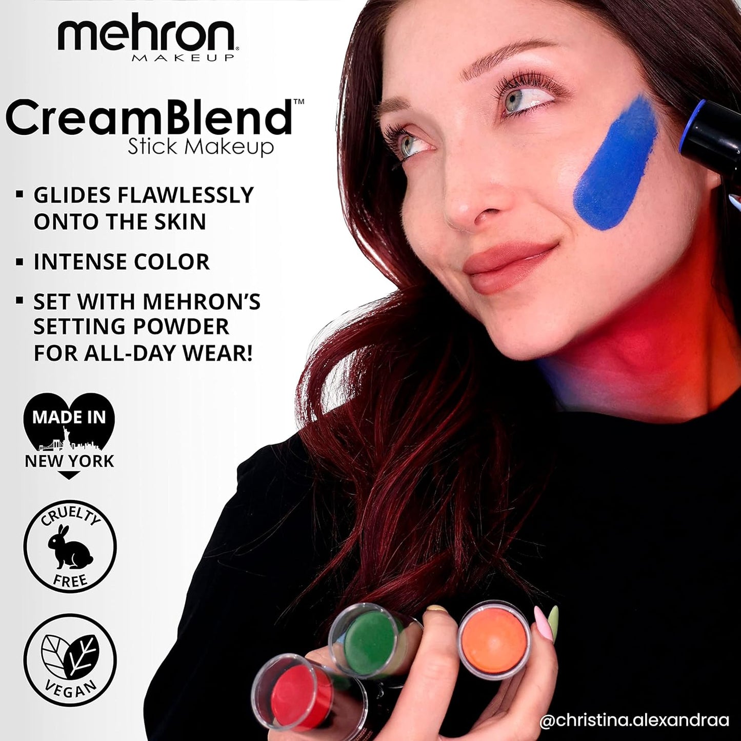 Mehron Makeup CreamBlend Stick | Face Paint, Body Paint, & Foundation Cream Makeup | Body Paint Stick .75 oz (21 g) (Really Bright Red)