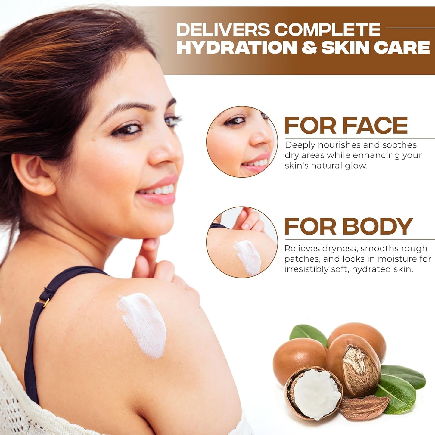 AZMERA Handcrafted Whipped Shea Body Butter – Unscented Moisturizer for Dry, Sensitive Skin with Argan Oil & Vitamin E – Vegan, Non-Greasy Whipped Body Butter for Women & Men – 8.82 oz