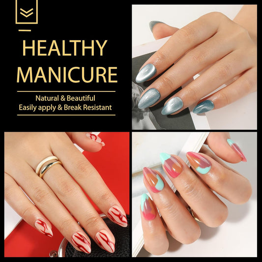 UNA GELLA Short Almond Gel Nail Tips, 600 Pcs Pre-Filed Short Nail Tips Almond Shape Half Matte Press On Nails 12 Sizes Full Cover Clear Fake Nails for Extension Home DIY Salon with Box