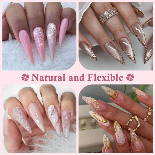 Long Amond Nail Tips: 504pcs Stiletto Gel Nails Tips Half Matte Full Cover Clear False Fake Nails for DIY Nail Art Press On Nails Acrylic Extensions 12 Sizes