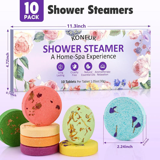 10 Pack Shower Steamers Aromatherapy Gifts for Women, Shower Bombs with Essential Oils, Self Care, Relaxation SPA, Stocking Stuffers and Christmas Gifts