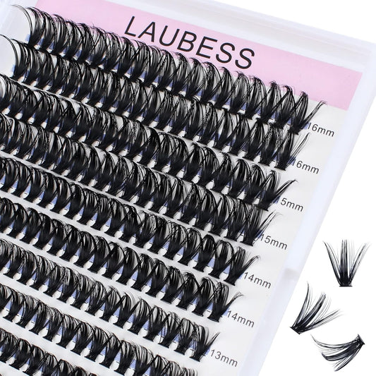Eyelash Clusters LAUBESS Lash Clusters Individual Lashes Cluster Eyelash Extensions DIY at Home Waterproof Cluster Lashes (50D-D-9-16)