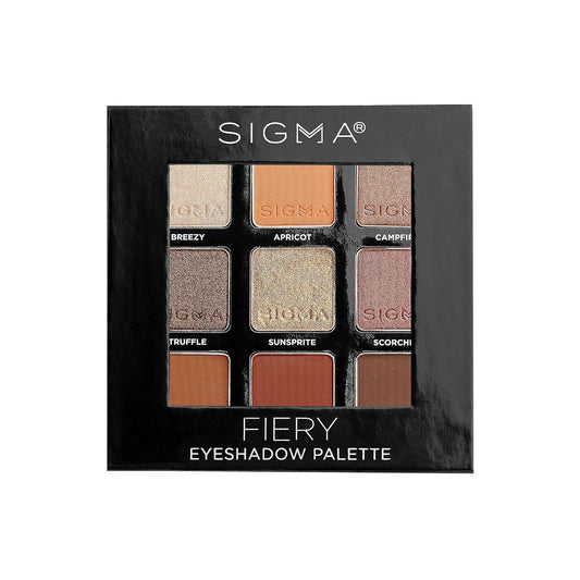 Sigma Beauty On-the-Go Eyeshadow Palette - Fiery - 9 Bold Eyeshadow Shades in Matte, Shimmer and Metalic Finishes - Highly Pigmented Vegan Eye Makeup Palette - Clean Beauty Products