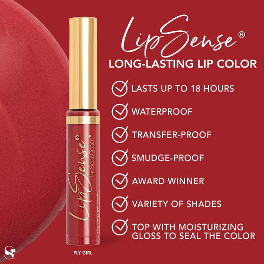 SeneGence LipSense Fly Girl Liquid Lipstick and Glossy Clear Lip Gloss Duo – 18HR Wear, Hydrating, Waterproof, Transfer-Proof