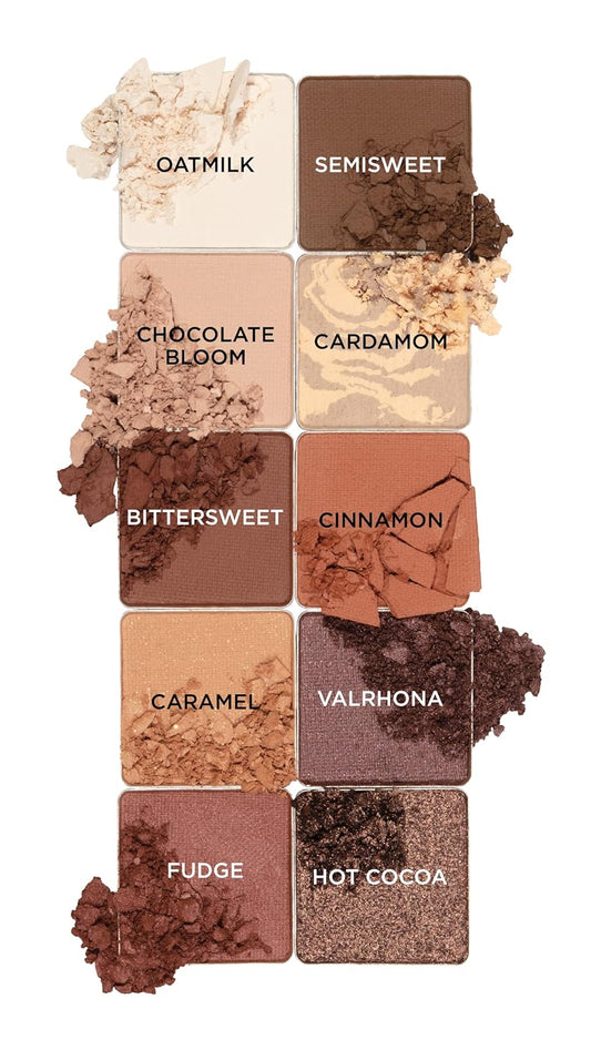 Pacifica Cocoa Nudes Mineral Eyeshadow Palette – 10 Shades Eye Makeup Naked Mineral Eye Shadow - Earth-Tone Rich Chocolate & Praline Neutral Talc-Free Highly Pigmented Cocoa Butter Clean Beauty Vegan