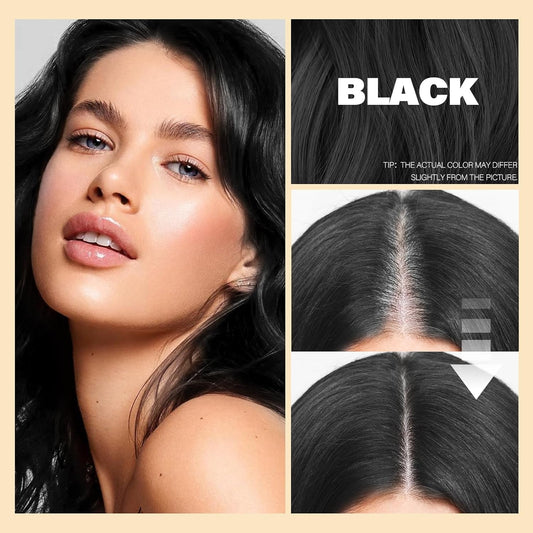 Root Touch Up Sets,Hairline Powder for Women Cover Up- Hairline Concealer for Thin and Thinning Hair, Water & Sweat Resistant,Contain Azonbey Makeup Brush (Black, Med-Makeup Brush)