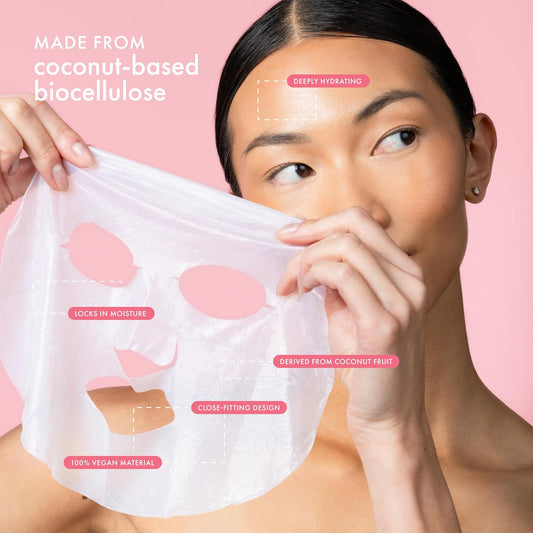 ESW Beauty Strawberry Coco Rosé Soothing Face Mask - Hydrating, Calming, Vegan Face Mask with Coconut Water, Green Tea, & Strawberry Extract for Sensitive Skin