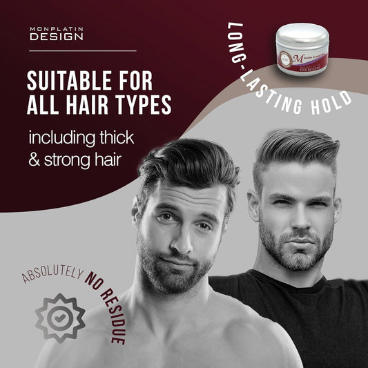 Mon Platin Professional Hair Styling Wax - Jojoba Crystal High Sheen, Strong Hold for Men & Women, Daily Use Hair Creme with Grapefruit Scent - 250 ml
