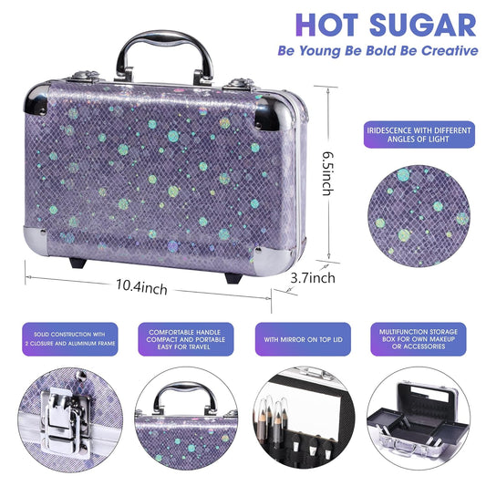 Hot Sugar Makeup Kit for Girls 10-12, Teen Girls Makeup Set for Beginners With Eye Shadow Palette, Blush, Lip Gloss, Brush, Mirror (Colored Bubble)