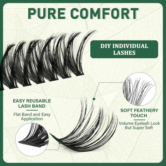 Lash Clusters 280Pcs Eyelash Clusters KEYYOU 60D C Curl 9-18MIX Clusters Lashes Thick Super Soft Wispy DIY Eyelash Extension at Home(60D-C,9-18MIX)